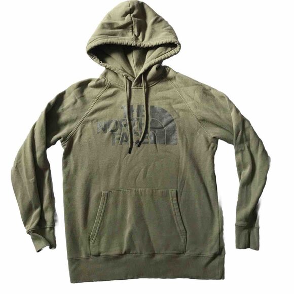 TNF The North Face Hoodie Womens Small Green Pullover Sweatshirt Half Dome Logo - Picture 1 of 10